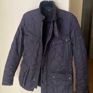 Barbour Mens Quilted, Banded collar jacket - navy blue